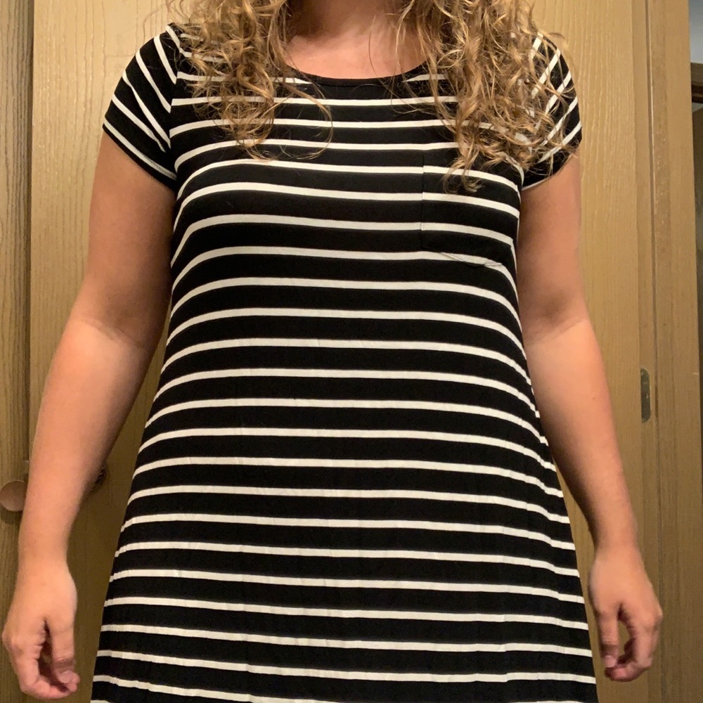 Black & White Striped T- Shirt Dress (size medium)